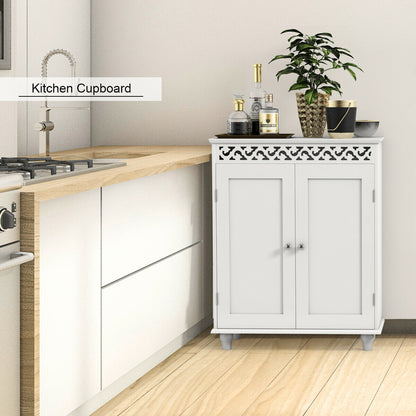 Elegant White Wooden 2 Door Storage Cabinet with Adjustable Shelves