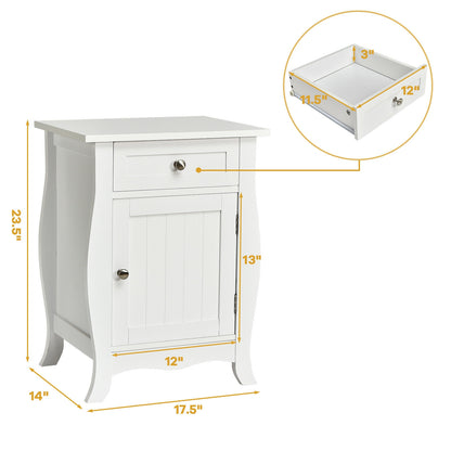 Wooden End Table with Drawer and Cabinet Storage Accent Nightstand