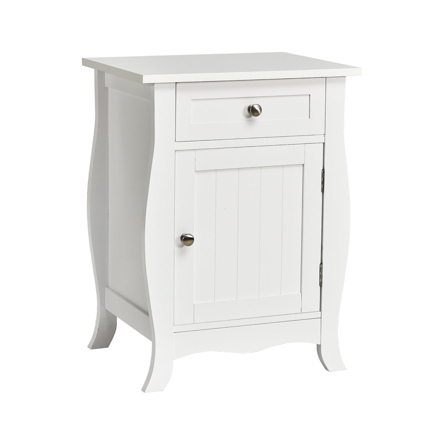 Wooden End Table with Drawer and Cabinet Storage Accent Nightstand