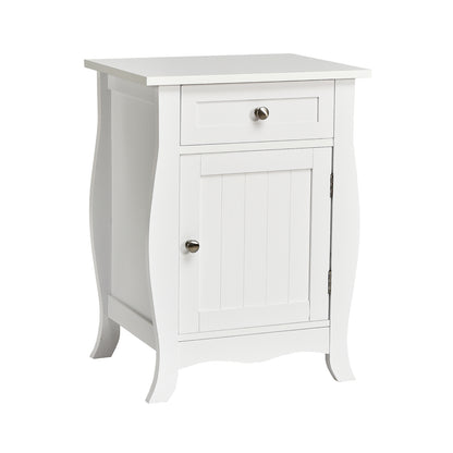 Wooden End Table with Drawer and Cabinet Storage Accent Nightstand