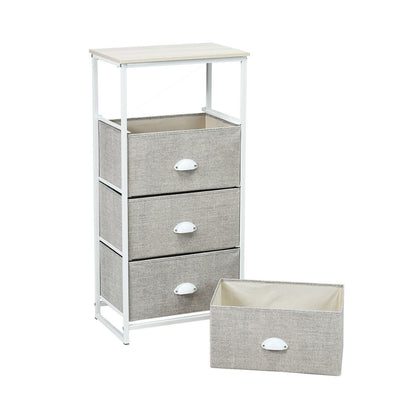 Compact 4-Drawer Storage Chest with Metal Frame and Fabric Drawers, Stylish Organizer Cabinet – Grey