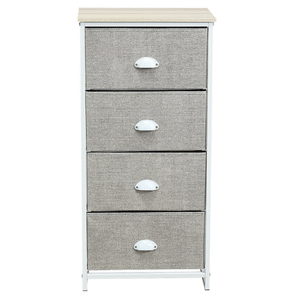 Compact 4-Drawer Storage Chest with Metal Frame and Fabric Drawers, Stylish Organizer Cabinet – Grey