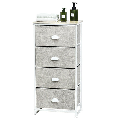 Compact 4-Drawer Storage Chest with Metal Frame and Fabric Drawers, Stylish Organizer Cabinet – Grey