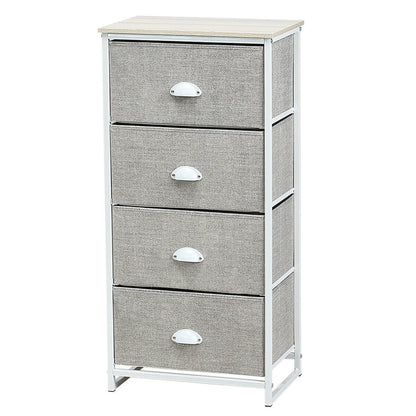 Compact 4-Drawer Storage Chest with Metal Frame and Fabric Drawers, Stylish Organizer Cabinet – Grey