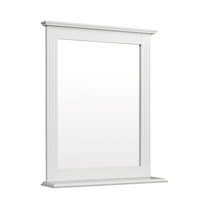 Wall-Mounted Vanity Mirror with Shelf for Storage and Elegant Design - White
