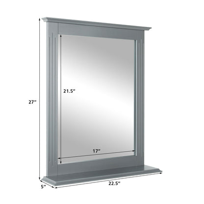 Wall-Mounted Vanity Mirror with Shelf for Storage and Elegant Design - Grey