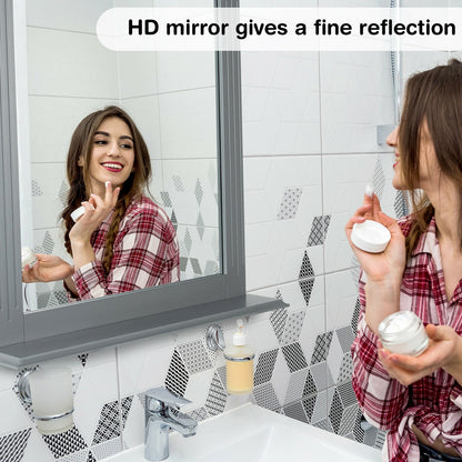 Wall-Mounted Vanity Mirror with Shelf for Storage and Elegant Design - Grey