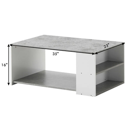 Coffee Table with Multiple Storage Shelves in Grey Finish