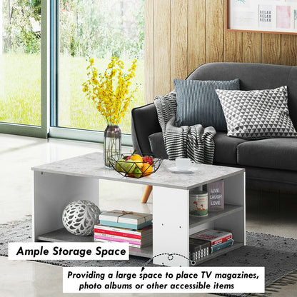 Coffee Table with Multiple Storage Shelves in Grey Finish