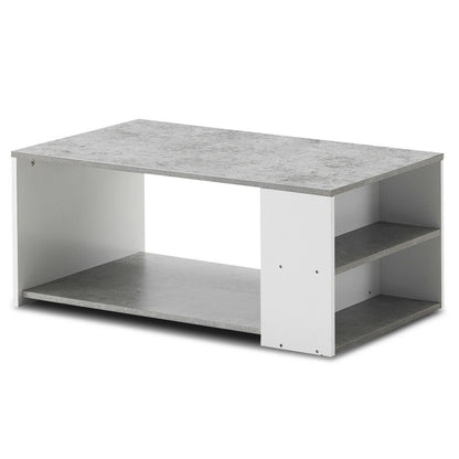 Coffee Table with Multiple Storage Shelves in Grey Finish
