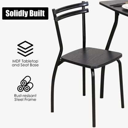 Modern 5-Piece Dining Set with Metal Frame Table and 4 Comfortable Chairs