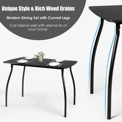 Modern 5-Piece Dining Set with Metal Frame Table and 4 Comfortable Chairs