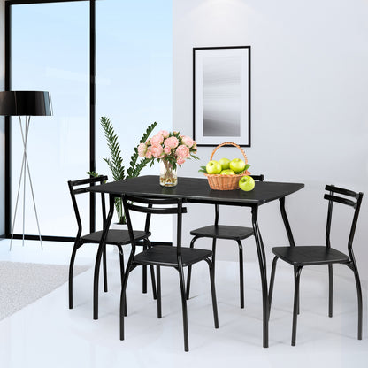Modern 5-Piece Dining Set with Metal Frame Table and 4 Comfortable Chairs