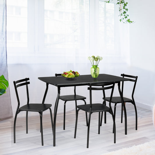 Modern 5-Piece Dining Set with Metal Frame Table and 4 Comfortable Chairs