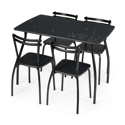 Modern 5-Piece Dining Set with Metal Frame Table and 4 Comfortable Chairs