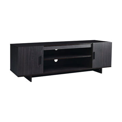 Sleek Wooden Entertainment Center with Storage Cabinets and Open Display for TVs up to 65 Inches