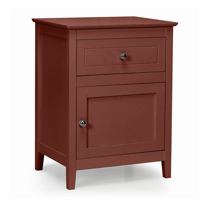 2-Tier Wood Accent Table with Drawer and Cabinet Storage in Walnut Finish