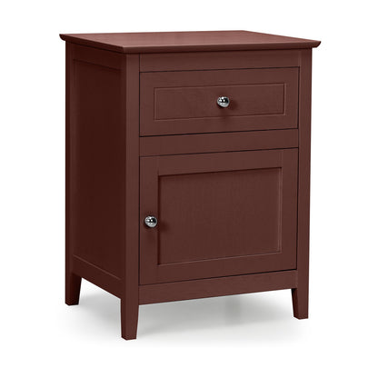 2-Tier Wood Accent Table with Drawer and Cabinet Storage in Dark Brown Finish