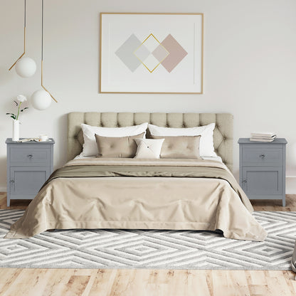 2-Tier Wood Accent Table with Drawer and Cabinet Storage in Grey Finish