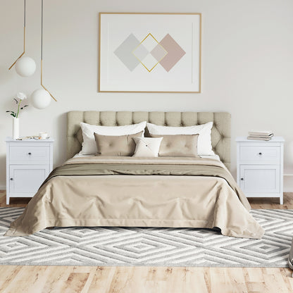 2-Tier Wood Accent Table with Drawer and Cabinet Storage in White Finish