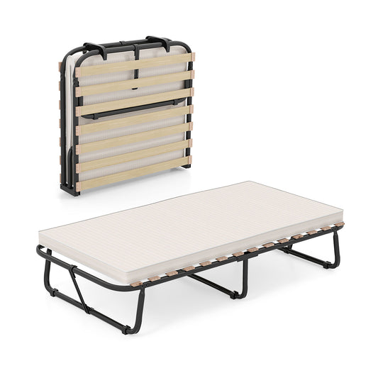 Compact Twin Folding Guest Bed with Memory Foam Mattress - Made in Italy