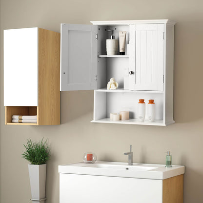 Wall-Mounted Bathroom Storage Cabinet with Doors & Adjustable Shelves