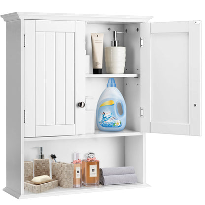 Wall-Mounted Bathroom Storage Cabinet with Doors & Adjustable Shelves
