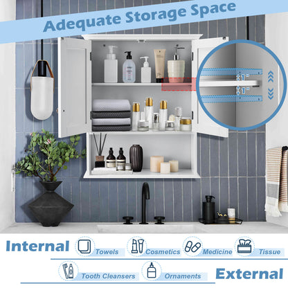 Wall-Mounted Bathroom Storage Cabinet with Doors & Adjustable Shelves