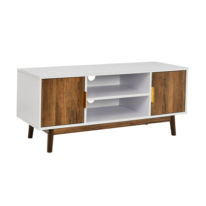 Wood TV Stand with 2 Doors, Open Storage, and Cable Management for TVs up to 50 Inch