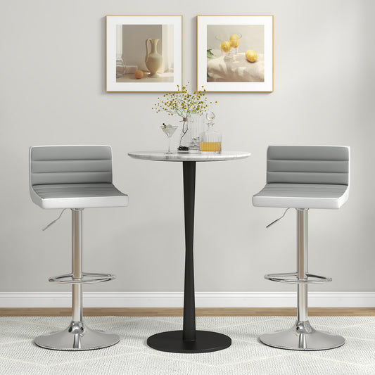 Set of 2 Adjustable Bar Stools with PU Leather Upholstery, Swivel Seat, Padded Backrest and Metal Base