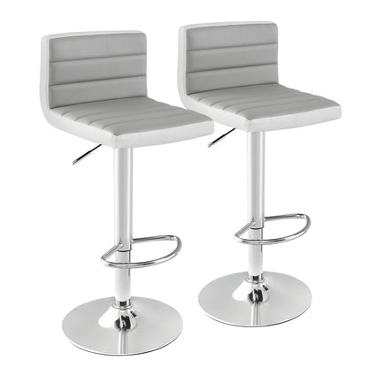 Set of 2 Adjustable Bar Stools with PU Leather Upholstery, Swivel Seat, Padded Backrest and Metal Base