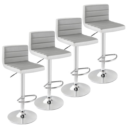 Set of 2 Adjustable Bar Stools with PU Leather Upholstery, Swivel Seat, Padded Backrest and Metal Base
