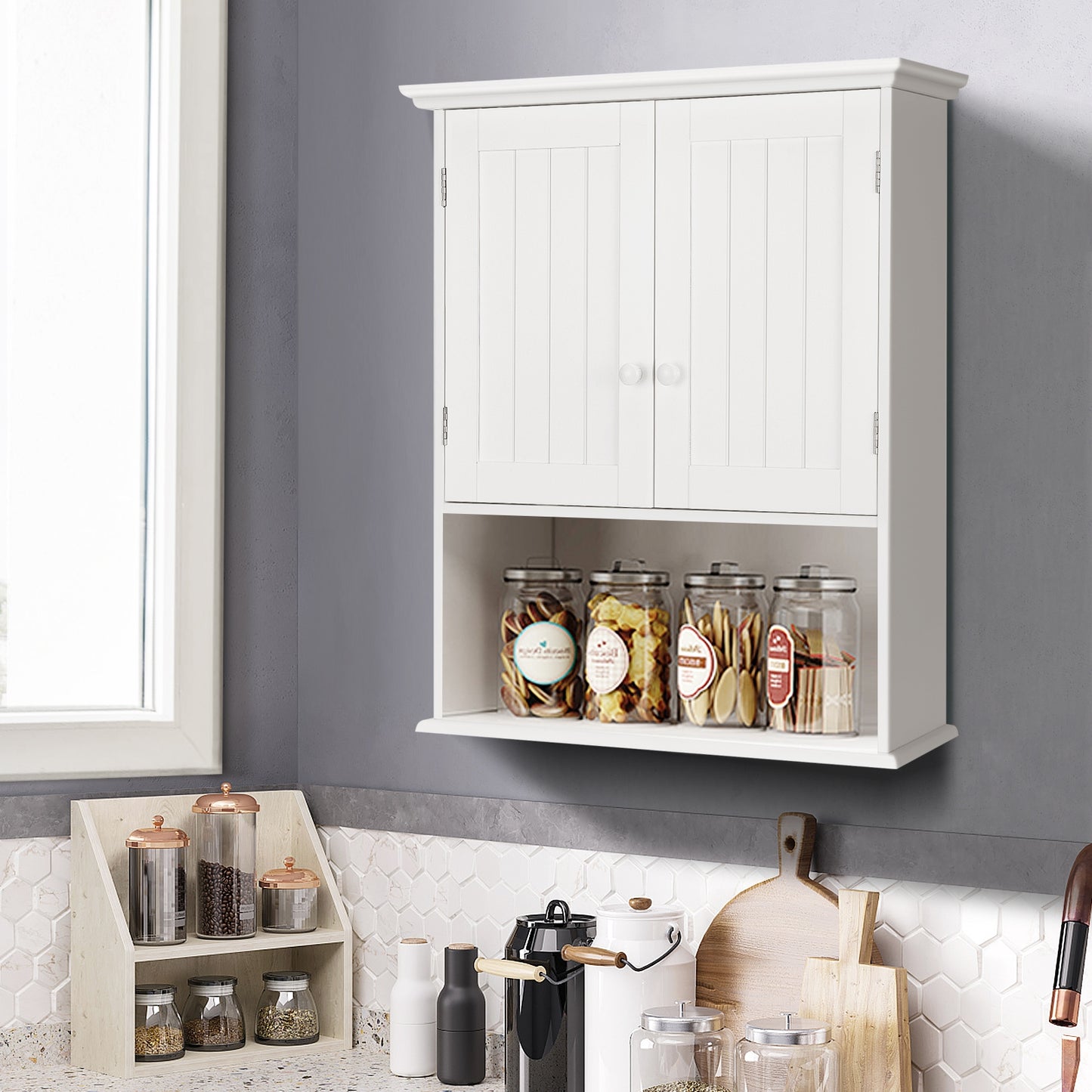 Wall-Mounted Medicine Cabinet with Adjustable Shelves and Storage