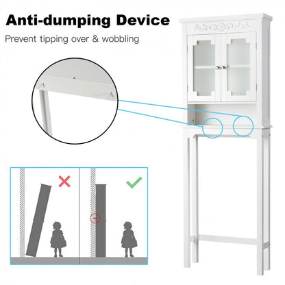 3 Tier Bathroom Space Saver Toilet Rack with Adjustable Shelf and Carved Top Design