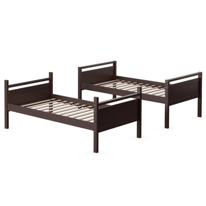 Convertible Twin Over Twin Wooden Bunk Bed