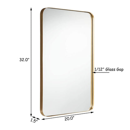 32" x 20" Wall-Mounted Rectangle Mirror with Metal Frame - Golden