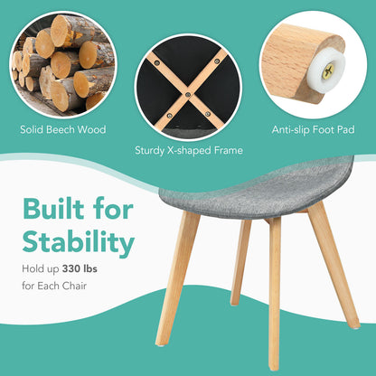 Modern Dining Chairs with Fabric Cushions and Wooden Legs, Set of 4