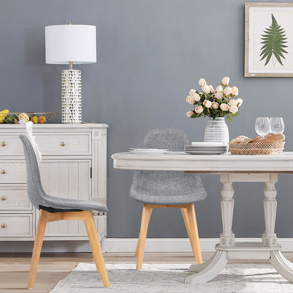 Modern Dining Chairs with Fabric Cushions and Wooden Legs, Set of 4