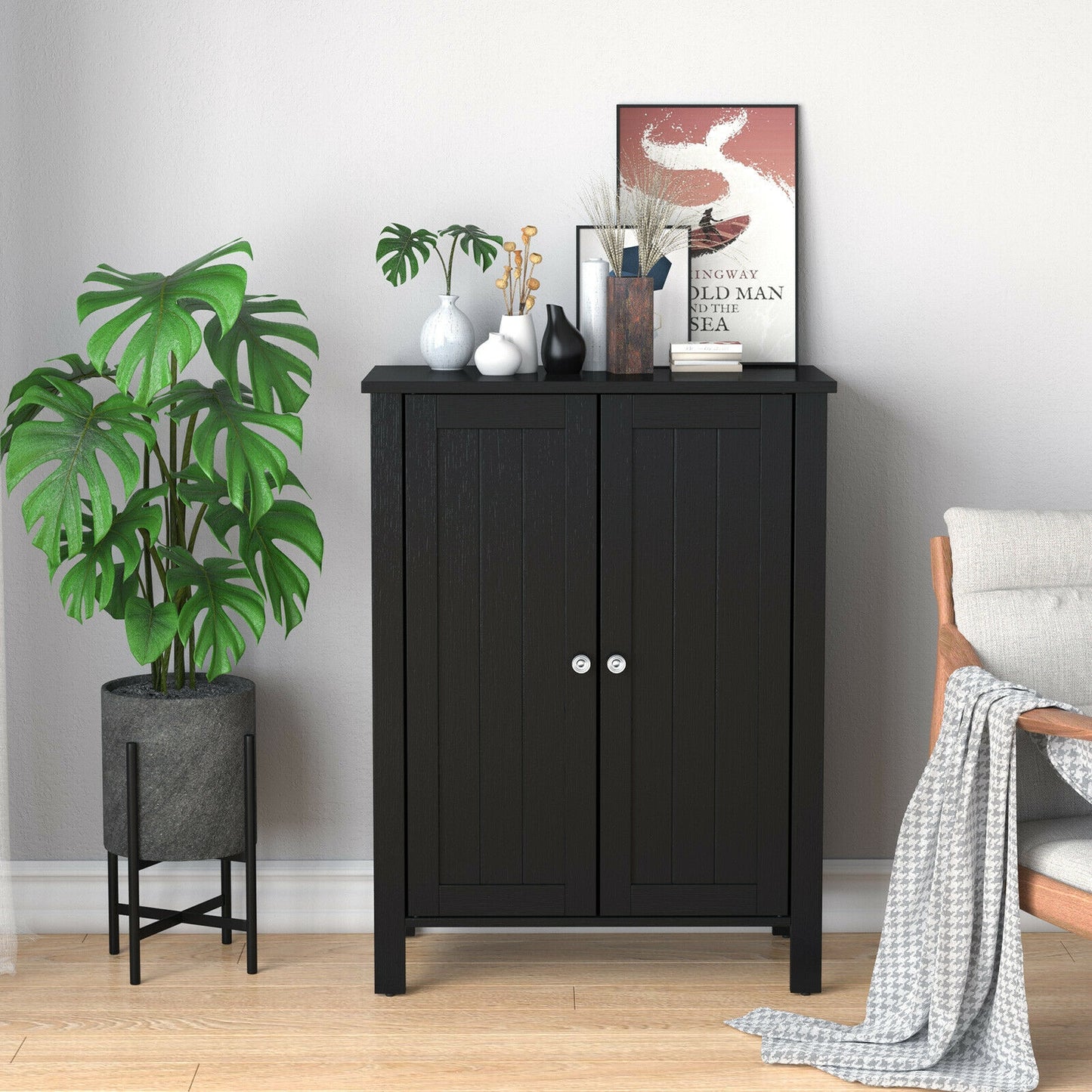 3 Tier 2-Door Bathroom Storage Cabinet Space Saver