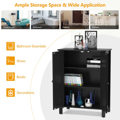 3 Tier 2-Door Bathroom Storage Cabinet Space Saver