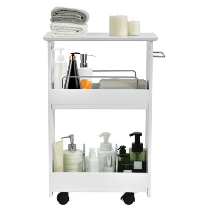 Slim Rolling Bathroom Storage Cabinet with 3 Tier Shelves & 360° Swivel Casters