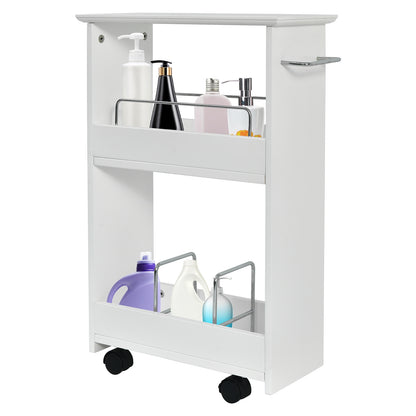 Slim Rolling Bathroom Storage Cabinet with 3 Tier Shelves & 360° Swivel Casters
