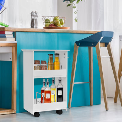 Slim Rolling Bathroom Storage Cabinet with 3 Tier Shelves & 360° Swivel Casters