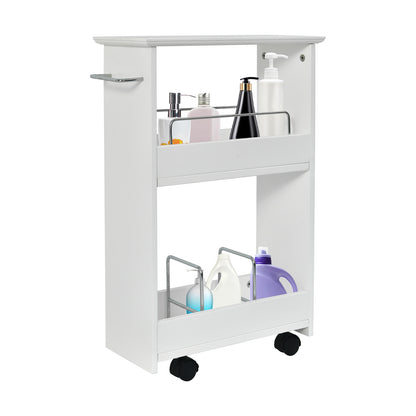 Slim Rolling Bathroom Storage Cabinet with 3 Tier Shelves & 360° Swivel Casters