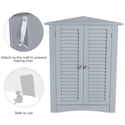 Corner Storage Cabinet with Shutter Doors - Freestanding Bathroom Organizer