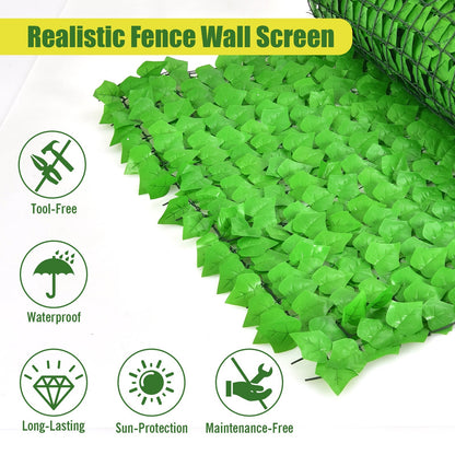 118" x 39" Artificial Ivy Privacy Fence – Lush Green Vine Décor for Outdoor & Indoor Spaces