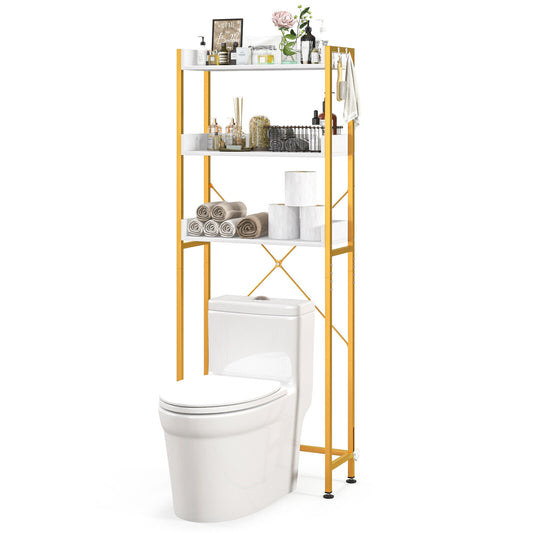 Over-The-Toilet Storage with Hooks & Adjustable Bar