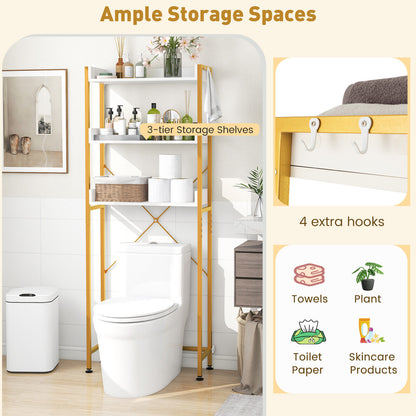Over-The-Toilet Storage with Hooks & Adjustable Bar