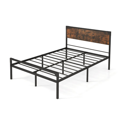 Rustic Metal Platform Bed with Headboard and Footboard - Full Size