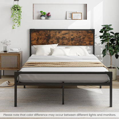 Rustic Metal Platform Bed with Headboard and Footboard - Full Size